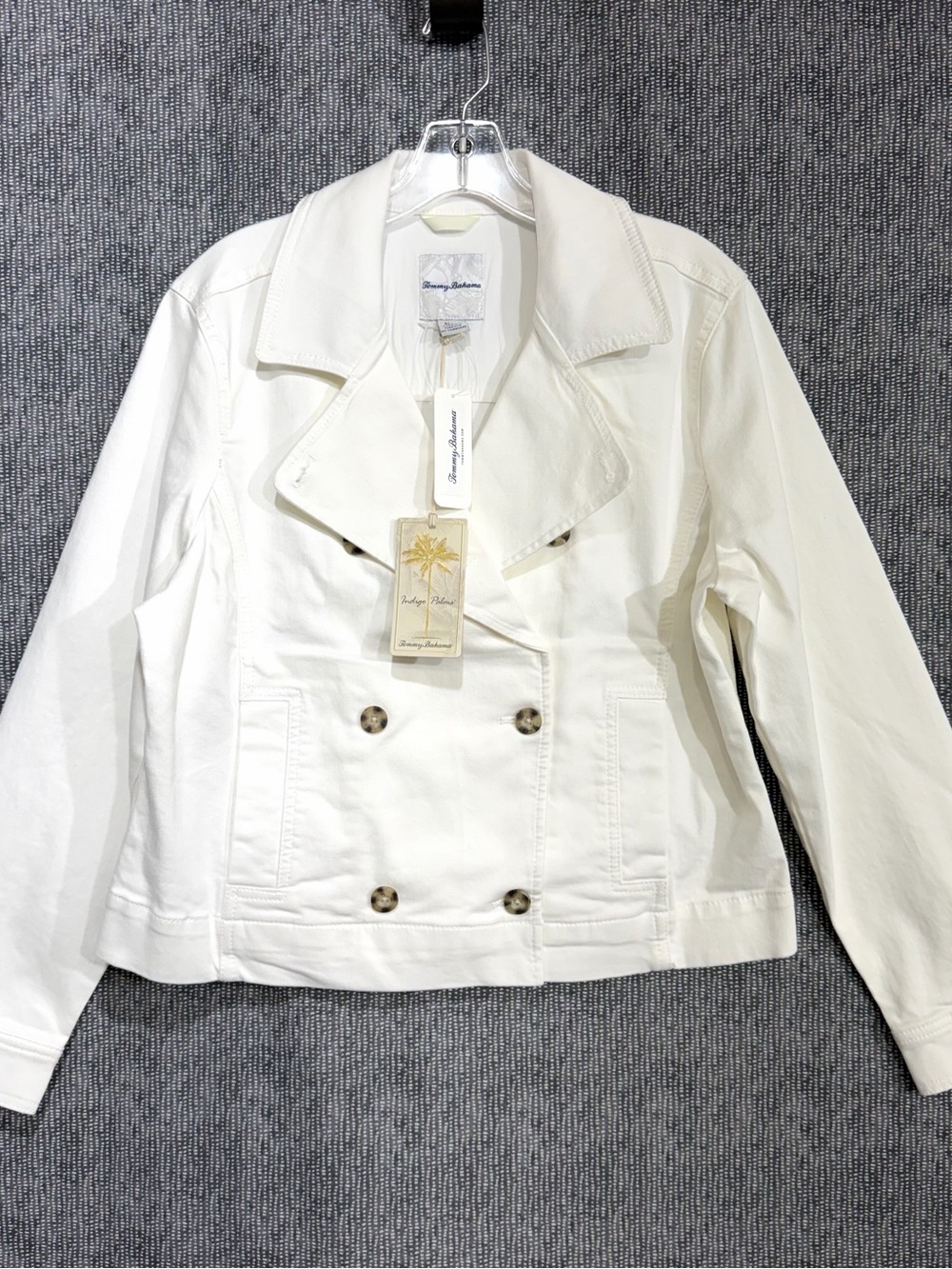 NWT Tommy Bahama Indigo Palms White Denim Pea Coat